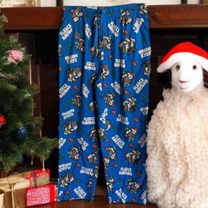 Varsity Sleepwear Mens Pajama Pants Sz L Christmas Fleece Navidad Sheep Flannel